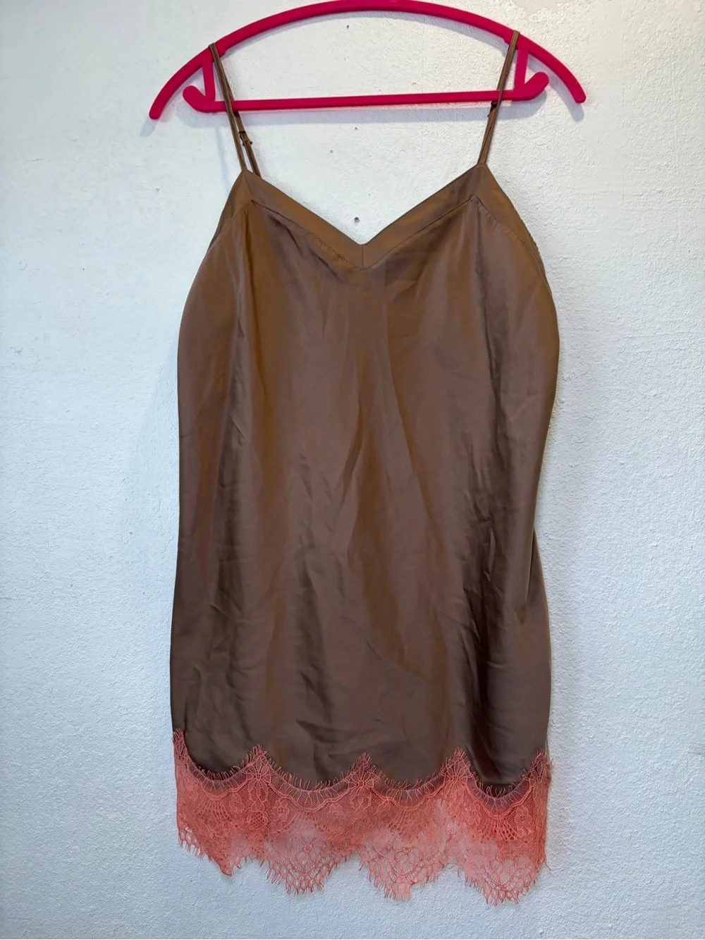 INC International Concepts lace-trim satin chemise or short nightgown women med
